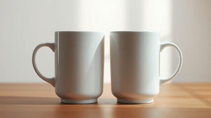Fototapeta premium Minimalist White Mugs - Bright, Modern Pair