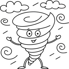 Simple Tornado Illustration Perfect for Coloring Activities, Children Fun Tornado Coloring Page for Imaginative Play, Tornado Coloring Page for Kids with Whirling Winds