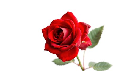 Fototapeta premium Red Rose, Isolated, White Background, Sharp Focus, Bright Lighting