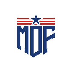 Patriotic MDF Logo with Star and American Flag Straps. Letter MDF Logo with USA Flag