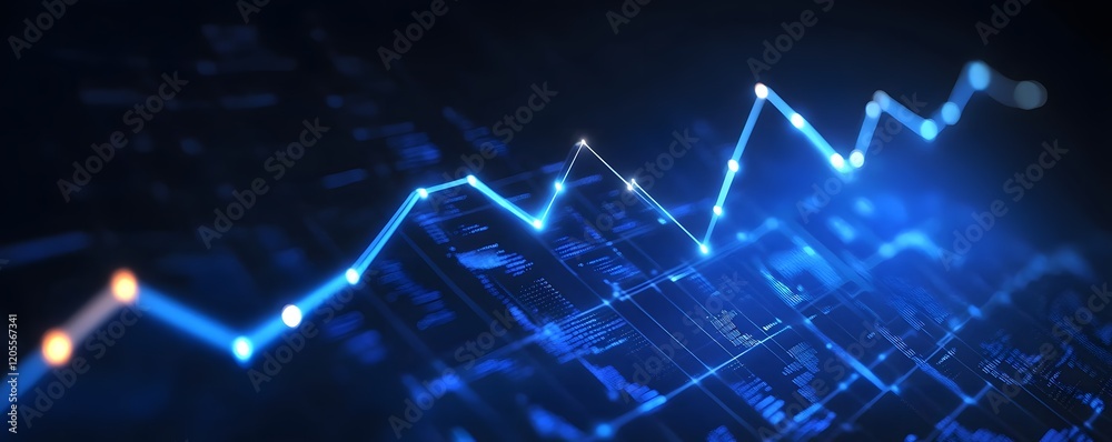 Poster a dynamic and futuristic representation of a digital graph, showcasing data trends and analytics in 