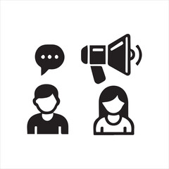 man and woman icon with speech bubbles