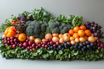 Colorful Arrangement Of Fresh Produce Vegetables And Fruits