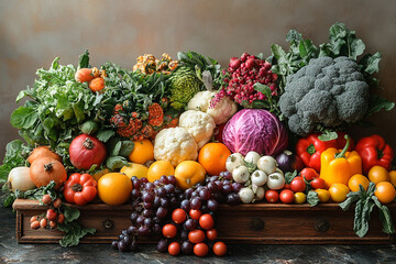 A Colorful Abundance Of Fresh Fruits And Vegetables
