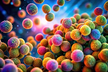 Fototapeta premium Streptococcus Pneumoniae Otitis Media Bacteria Micrograph