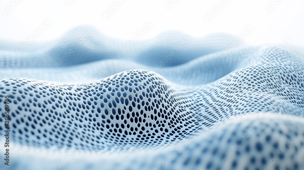 Poster abstract blue wave pattern with dotted texture.