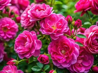 Fototapeta premium Vibrant wild pink roses, a lush bloom, botanical artistry.
