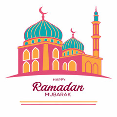 happy ramadan mubarak silhouette vector illustration