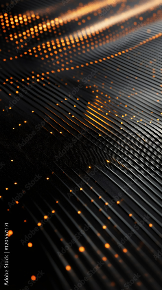 Aufkleber Light particles streaming across dark lines forming futuristic technological terrain
