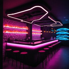  Neon Lounge with Futuristic Interior