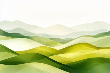 Obraz premium Serene Layers of Green Hills with Subtle Washes of Soft Color Tones