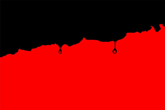 Gouttes d'eau sur une surface rocheuse, avec effet bichromie noir et rouge vif