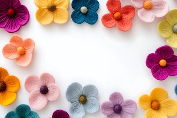 Vibrant Felt Flowers in a Colorful Arrangement