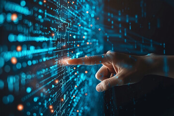 Artificial Intelligence and imagine how it works with icons of people, data science, and machine learning in the background.