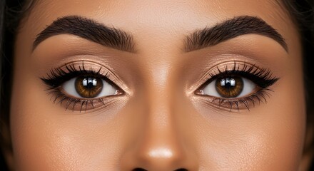 Obraz premium Close-Up Portrait of Elegant Eyes with Perfect Eyebrows and Mascara