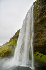 60 meter tall Seljalandsfoss waterfall in Iceland
