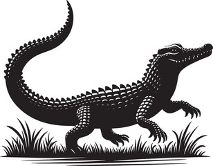 Obraz premium Alligator silhouette vector art on white background