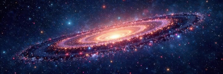 Obraz premium Distant galaxies shimmer, countless stars shine in inky blackness , stardust, magical