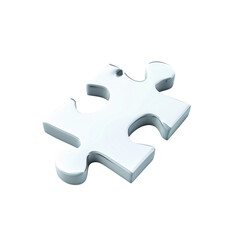 Obraz premium 3D Rendered Puzzle Piece Concept Model in Monochrome Design, Symbolizing Connection and Problem Solving, Isolated on Transparent Background