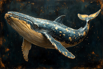 A Majestic Humpback Whale in Golden Hues