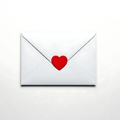 Envelope with heart white background