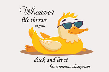 Fototapeta premium Duck cartoon with a playful and casual style. White background, Isolated