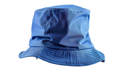 Blue bucket hat on transparent background