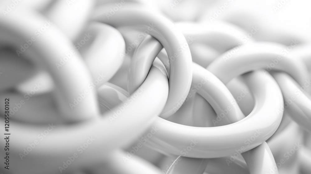 Poster abstract white interconnected loops.
