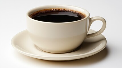 Obraz premium Aromatic Black Coffee in a Cream Colored Mug on a Saucer