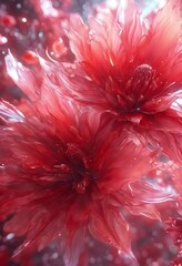 red flowers in a fantasy setting background 
