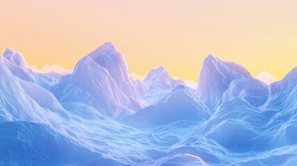 Fototapeta premium A stunning mountain range stands majestically under a pastel-colored sky as dawn breaks. Gentle slopes and peaks blend harmoniously, evoking tranquility in nature's embrace