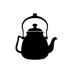 Black Tea pot silhouette vector illustration on white background.
