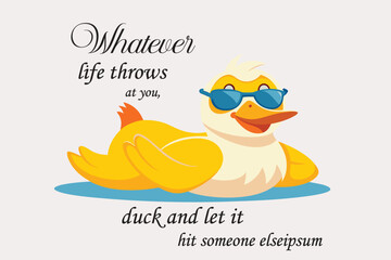 Duck cartoon with a playful and casual style. White background, Isolated