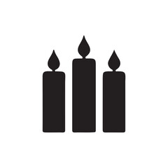 Black Three candles silhouette vector illustration on white background.
