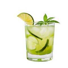 Caipirinha cocktail, Brazillian cocktail, isolated, transparent background, no background. PNG.