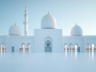 Fototapeta premium Majestic White Mosque Architecture Under a Clear Sky