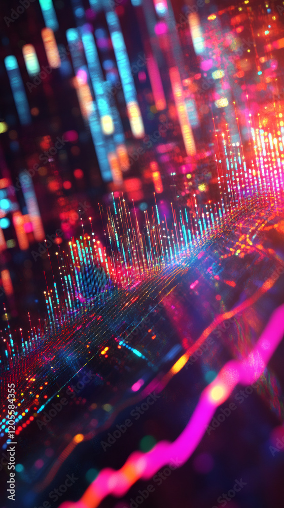 Leinwandbilder abstract colorful digital lines flowing over a dark background, creating a futuristic big data visua