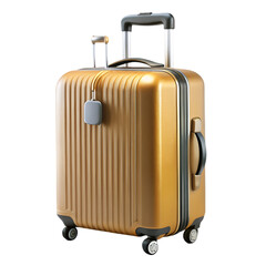 suitcase with wheels and a handle that says the word on it on white background