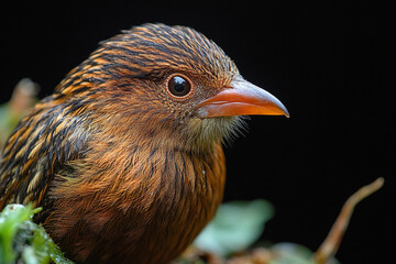 Close up of a chestnut colored bird