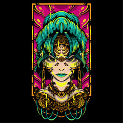 woman tribe asian character,artwork illustration