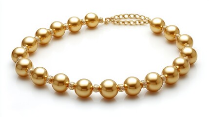 Obraz premium Elegant Golden Pearl Necklace with Diamond Accents Luxury Jewelry Photography