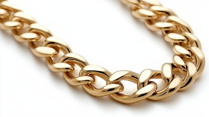 Obraz premium Luxurious Gold Curb Chain Necklace Close up Detail Shot Jewelry Accessory