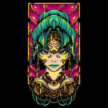 woman tribe asian character,artwork illustration