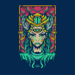 Fototapeta premium woman tribe with gold crown artwork illustration