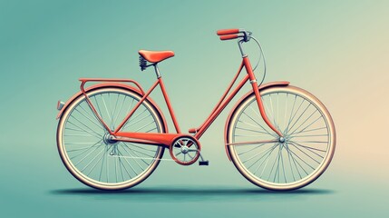 Fototapeta premium Vintage orange bicycle on teal background.