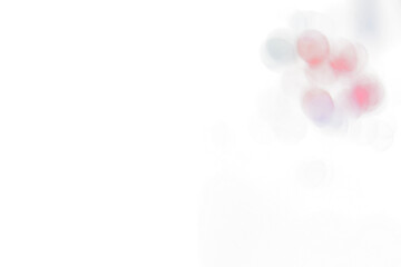 Abstract bokeh lights, red, blue, and teal, on Transparent overlay background.