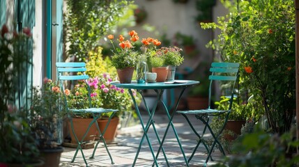 Obraz premium aesthetic table and chairs in the corner of the room