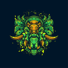 ornamental green elephant artwork illustration