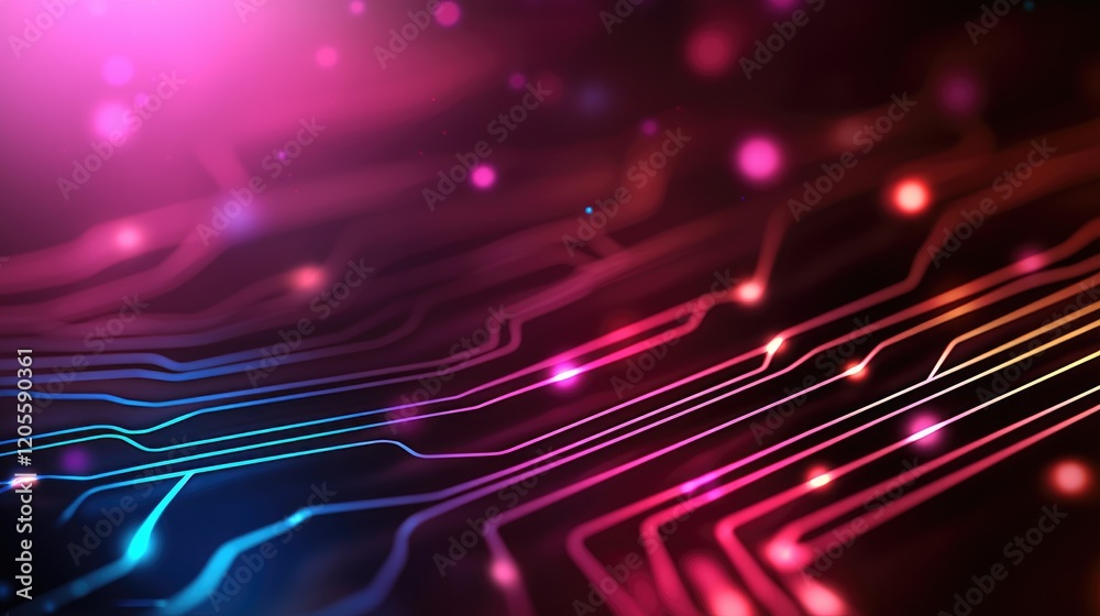 Aufkleber abstract colorful circuit design with glowing lights and lines.