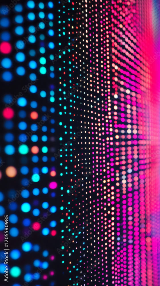 Leinwandbilder close-up view of a large led wall displaying a vibrant and dynamic pattern of colorful lights